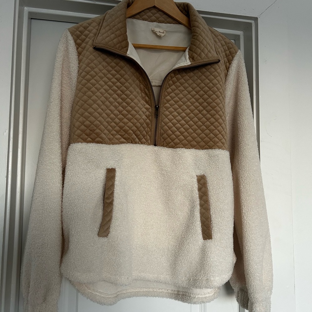 Beige and Cream Quilted Sweater